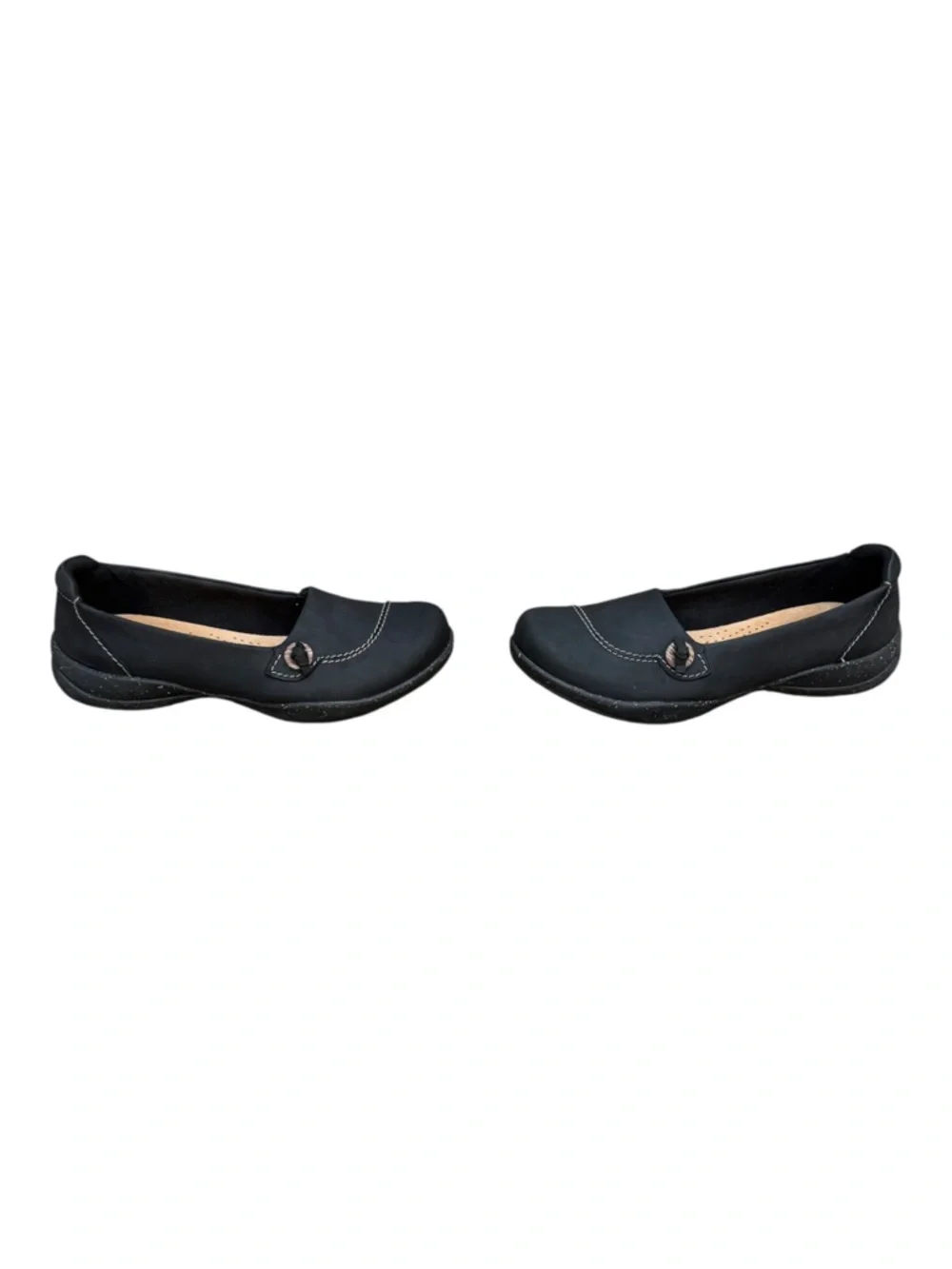 Clarks Collection Women’s 8 Roseville Sky Black Leather Slip-On Loafers